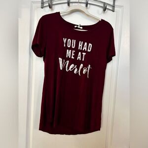 Maurice’s “You Had Me At Merlot” T-shirt women’s L burgundy wine girls night out
